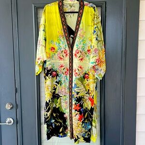 Johnny Was Tawney Long Silk Kimono, size: M